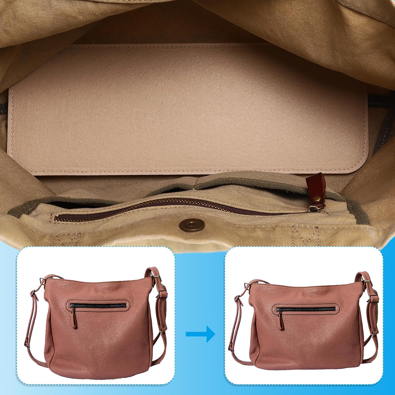 Felt Base Shaper 10x5 Inch, 2 Pcs Bag Bottom Pad Purse Liner Board Insert Oval for Handbags Tote Crossbody Backpack, Black Inch - Image 4