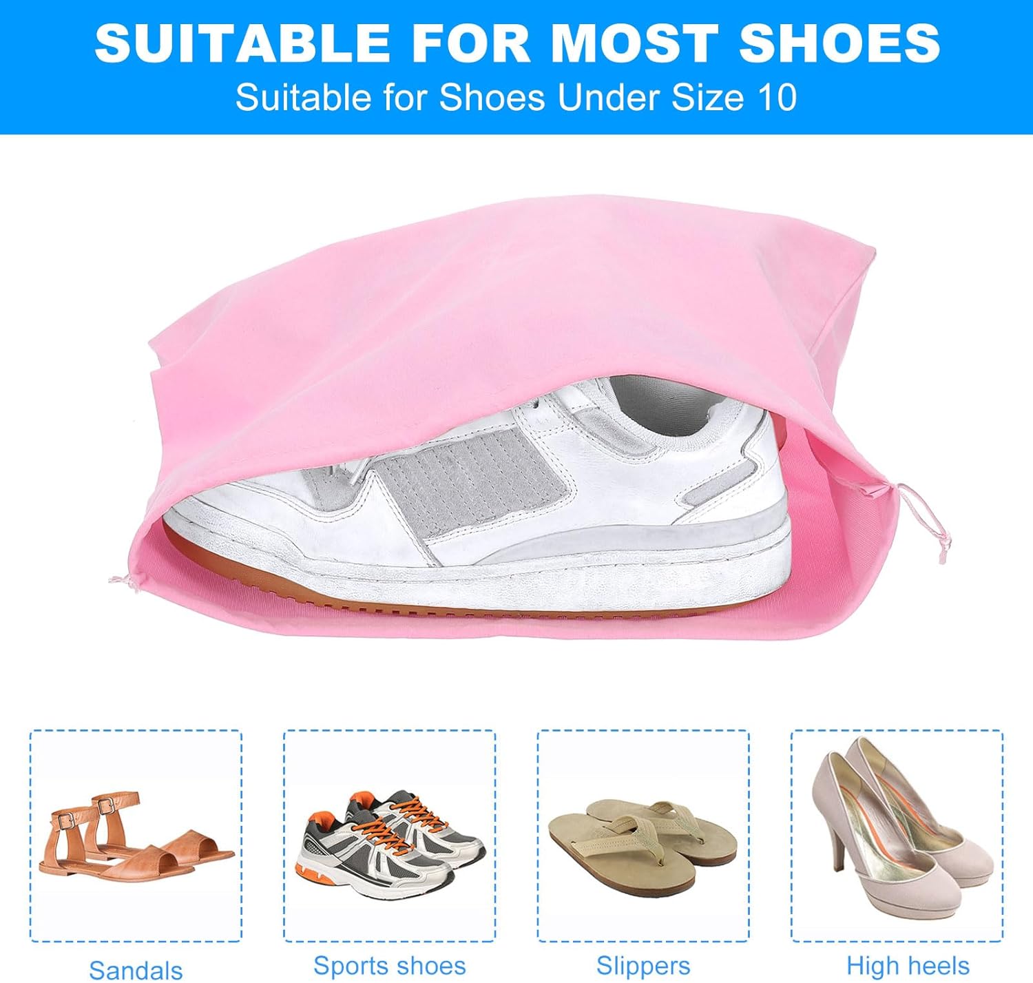 Shoe Dust Bag, 16 Pack Duster Flannel Shoes Pouch with Drawstring Washable Breathable Travel Bags for Home Luggage Storage, 12x17