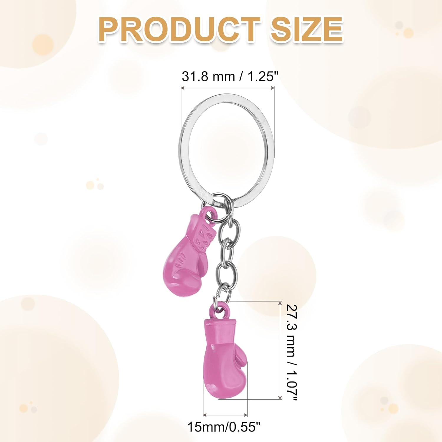 Boxing Keychain, Mini Cute Gloves Key Chain Sport Pendant Rings Bag Backpack Decor Pink - - Image 2