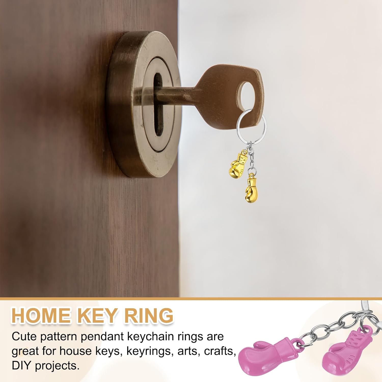 Boxing Keychain, Mini Cute Gloves Key Chain Sport Pendant Rings Bag Backpack Decor Pink - - Image 5