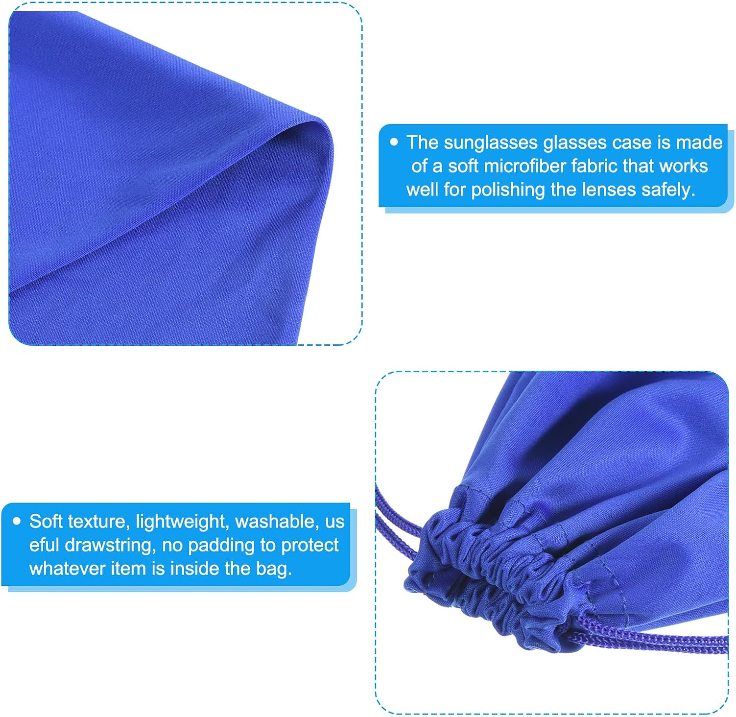 Ski Goggle Bag, Microfiber Snow Goggles Case Cover Soft Storage Sleeve Drawstring Pouch Blue - - Image 3