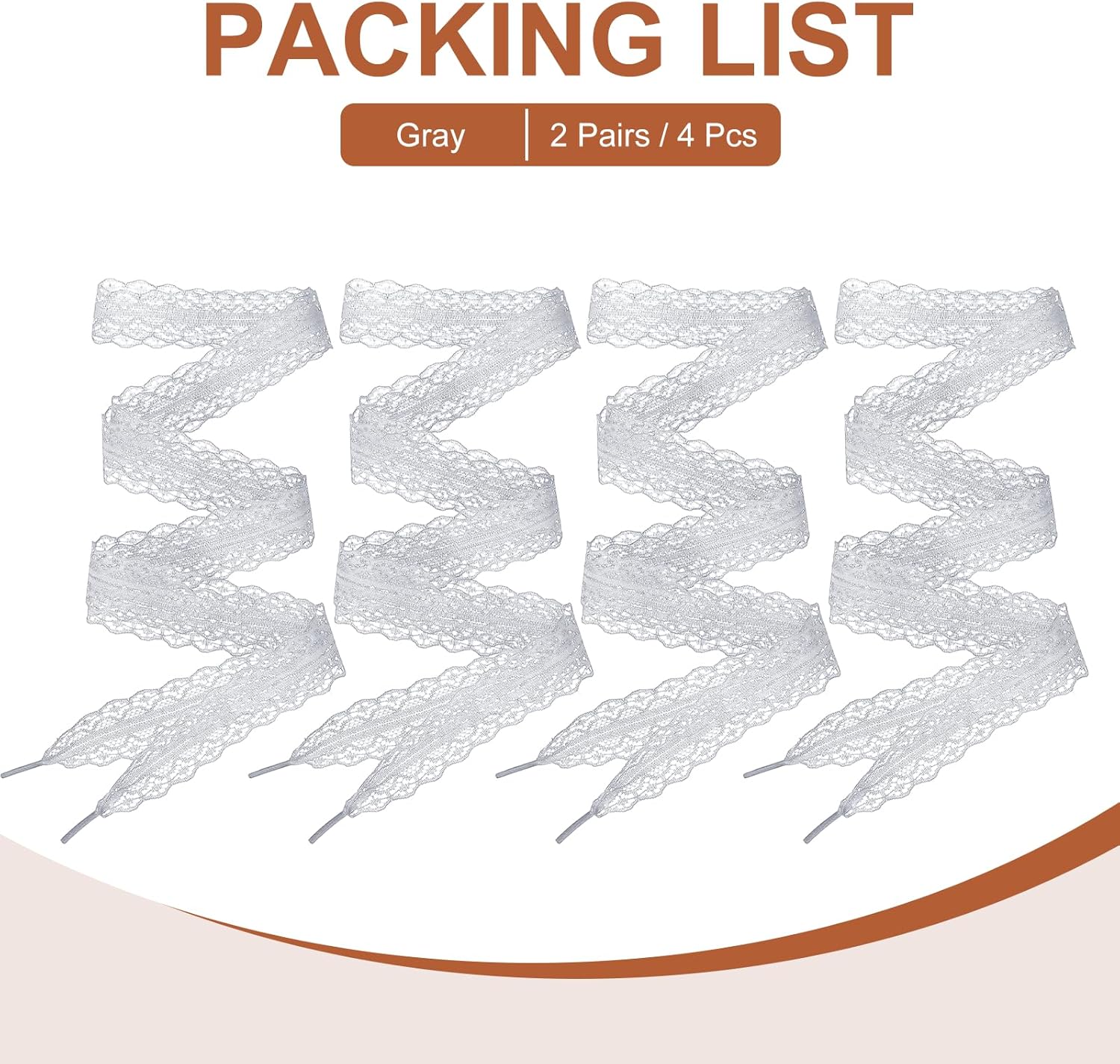 Lace Shoelaces, Fashion Flat Fancy Hollow Shoestring Ribbon Shoe Laces for Women Girls Adult Casual Gray 62.99