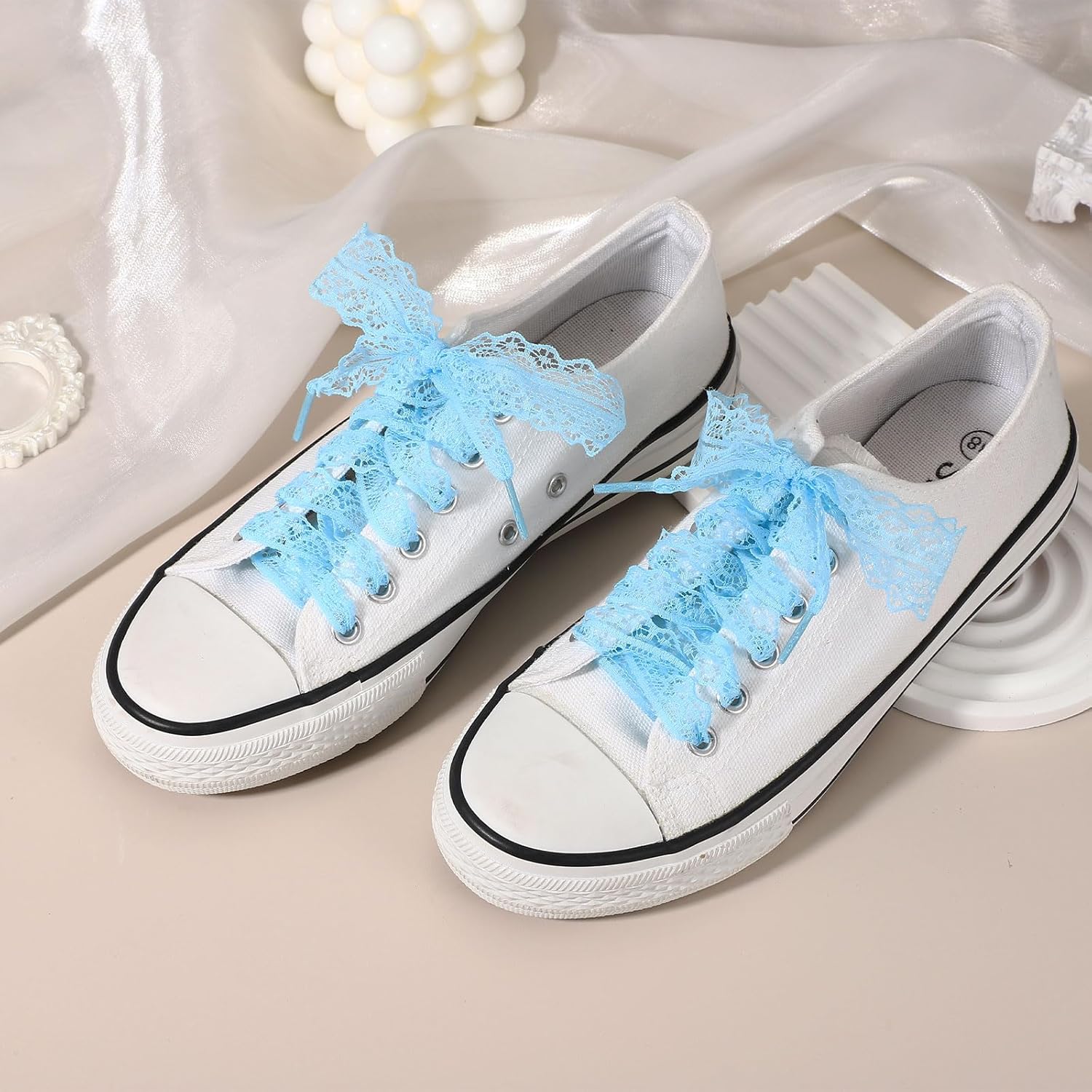 Lace Shoelaces, Fashion Flat Fancy Hollow Shoestring Ribbon Shoe Laces for Women Girls Adult Casual Gray 62.99