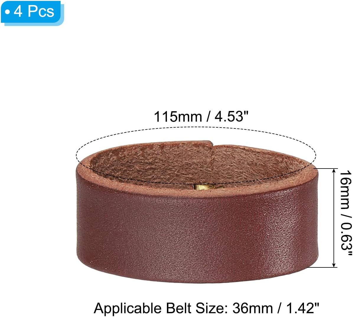 Leather Loop Keeper, Loops Belt Keeper Retainer Straps Replacement Reddish Brown 1.5