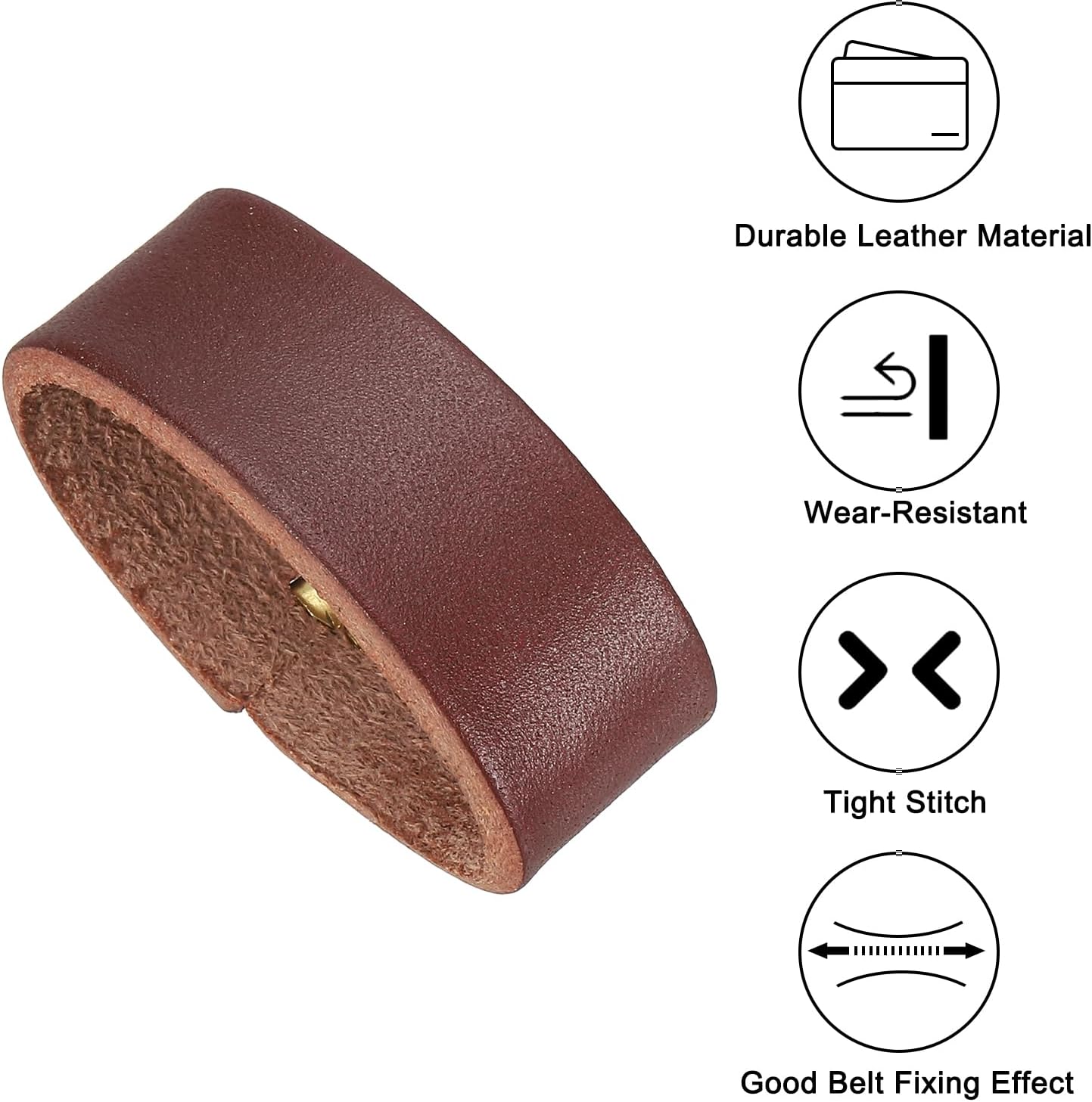 Leather Loop Keeper, Loops Belt Keeper Retainer Straps Replacement Reddish Brown 1.5