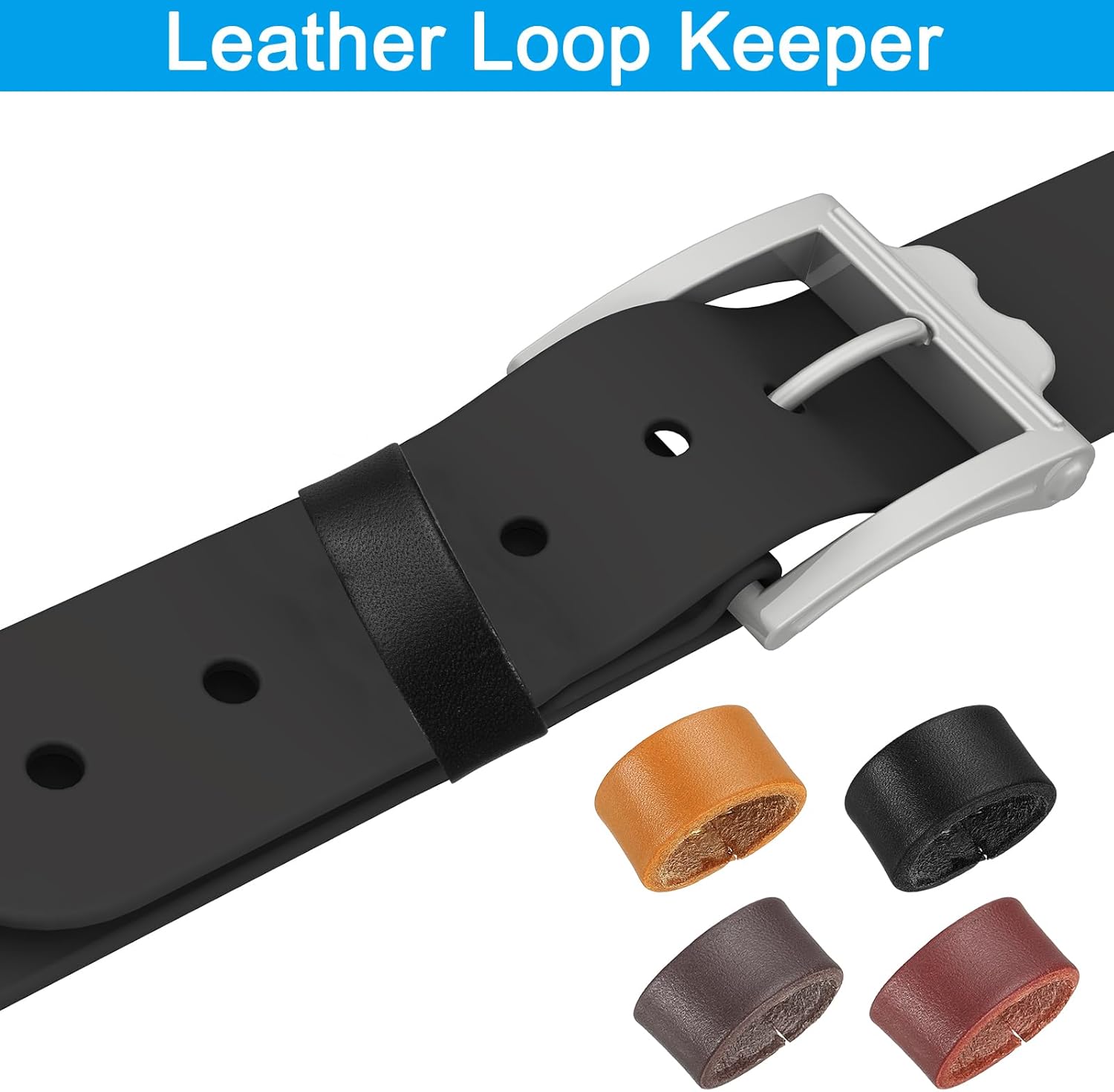 Leather Loop Keeper, Loops Belt Keeper Retainer Straps Replacement Reddish Brown 1.5