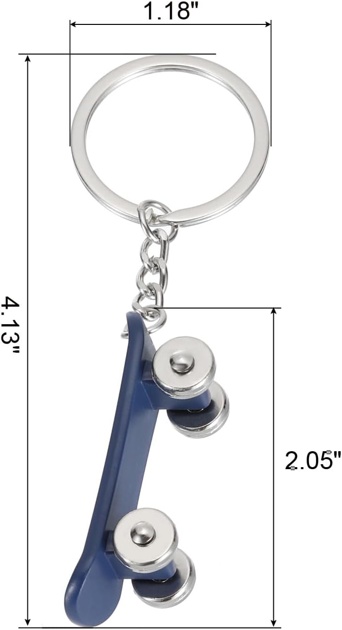 SkateBoard Hoop Keychain, Mini Cute Sports Basketball Key Chain Sport Ball Pendant Ring Bag Blue - - Image 2