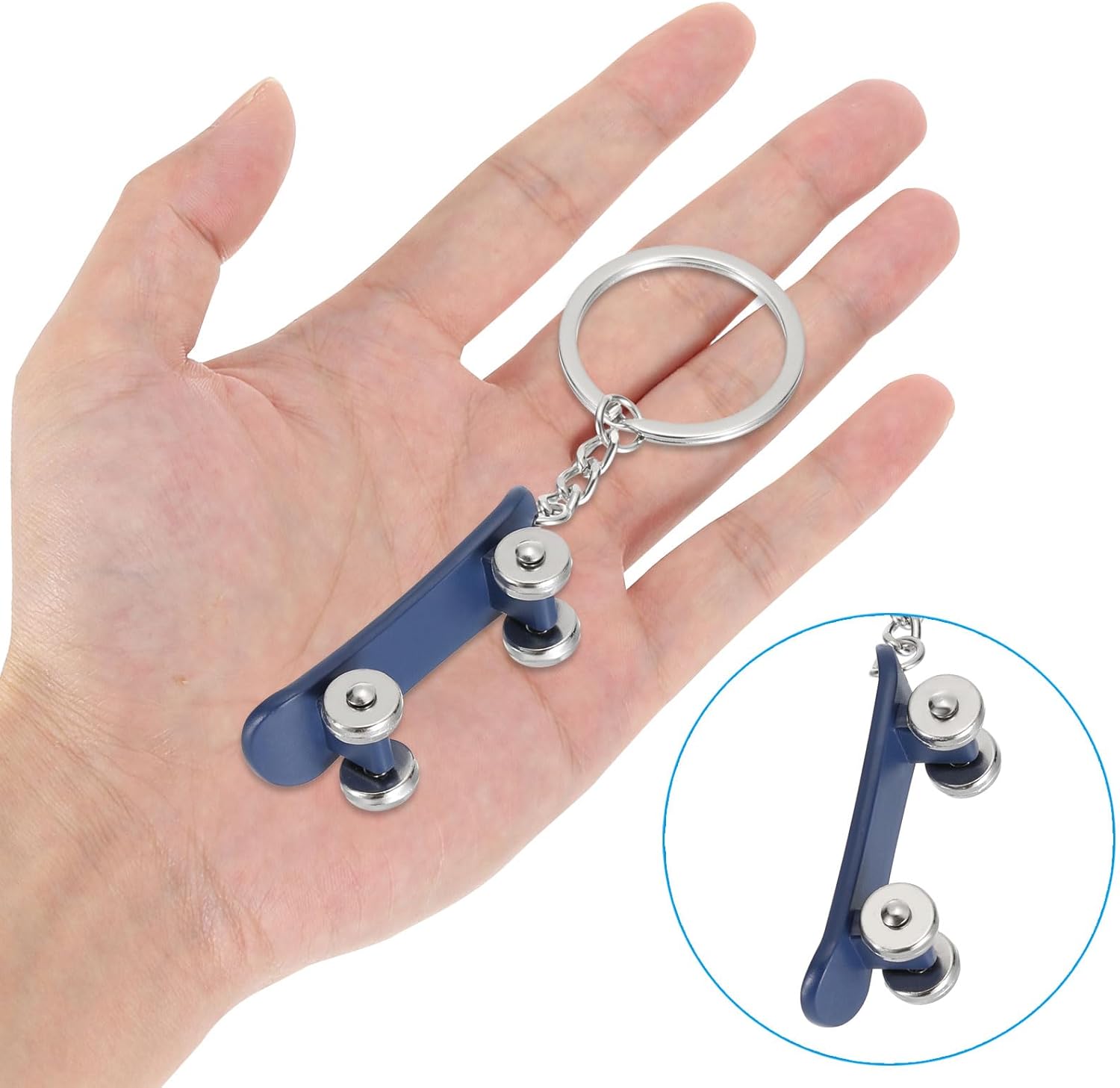 SkateBoard Hoop Keychain, Mini Cute Sports Basketball Key Chain Sport Ball Pendant Ring Bag Blue - - Image 4