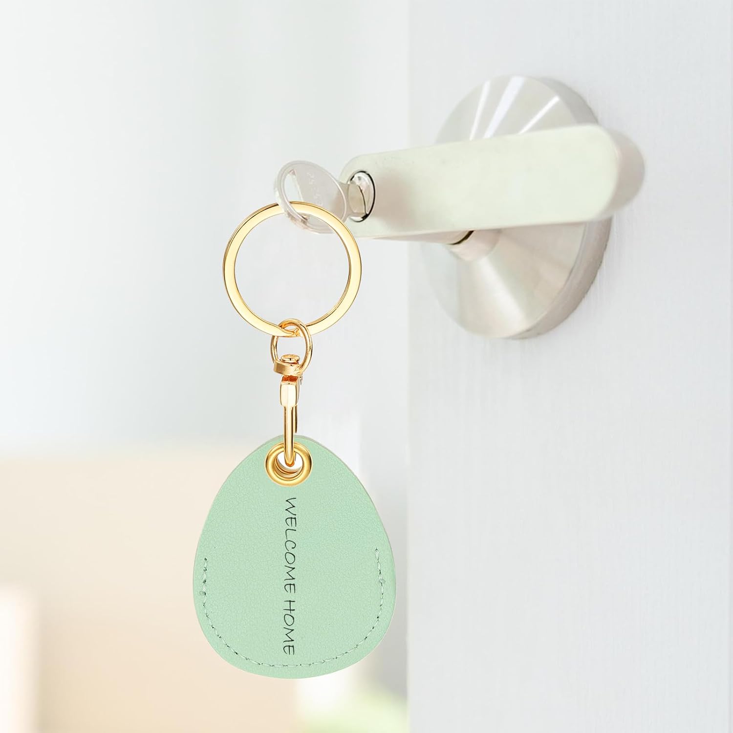6pcs Leather Keychain Blanks,45mm Sublimation Blanks PU Key Chain Keyring with Rings,Water Drop Black - - Image 5
