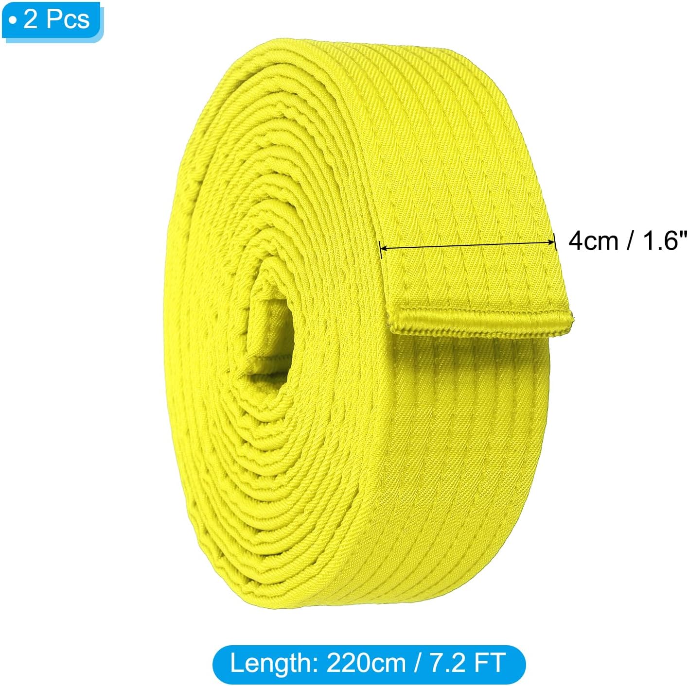 Taekwondo Colored Ranking Belts, Polyester Martial Arts Judo Karate Belt for Coach Teaching Practice Yellow 1.6IN x 7.2FT - Image 2