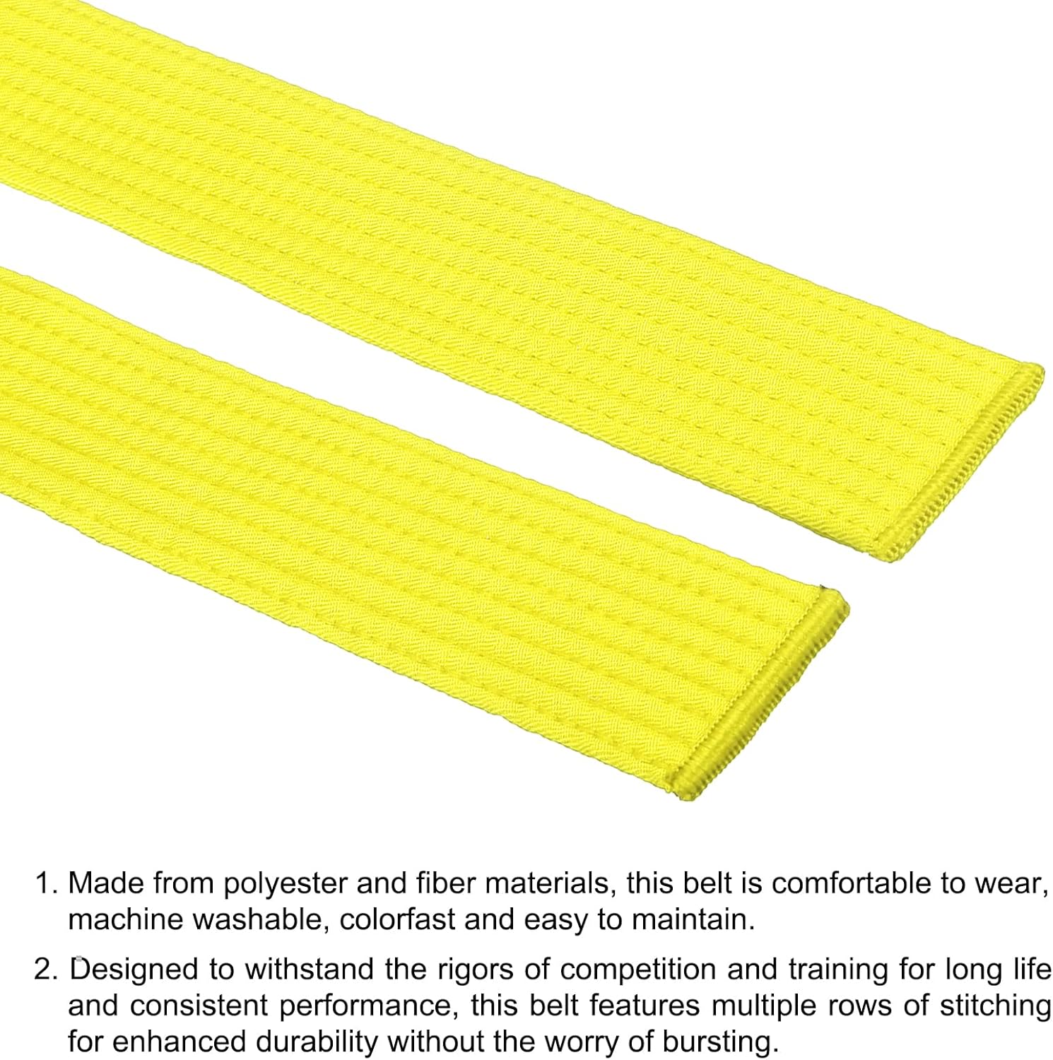 Taekwondo Colored Ranking Belts, Polyester Martial Arts Judo Karate Belt for Coach Teaching Practice Yellow 1.6IN x 7.2FT - Image 3