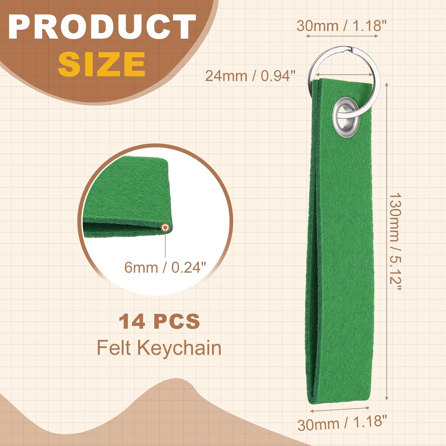 Blank Keychain, DIY Felt Metal Keychain Bag Purse Charm for Car Door Key Chains Crafts Handmade Green - - Image 2