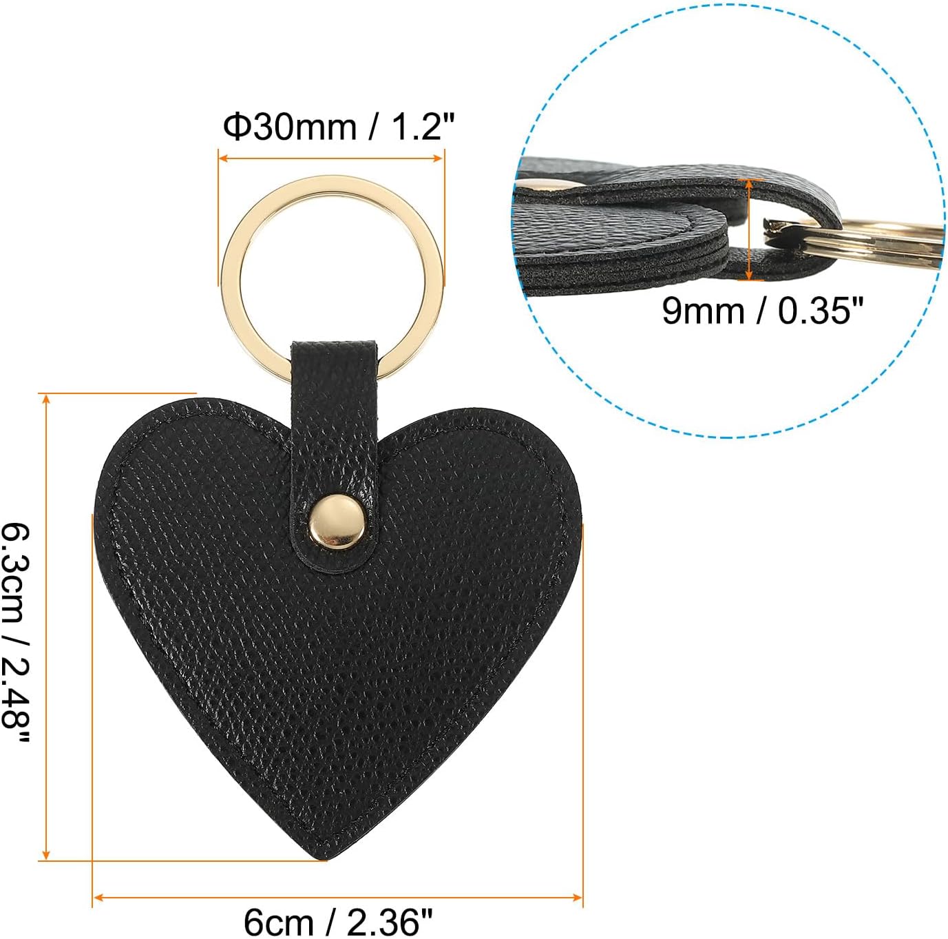 Heart Leather Keychain - Cute Valentine's Day Wedding Party Favors Black - Image 2