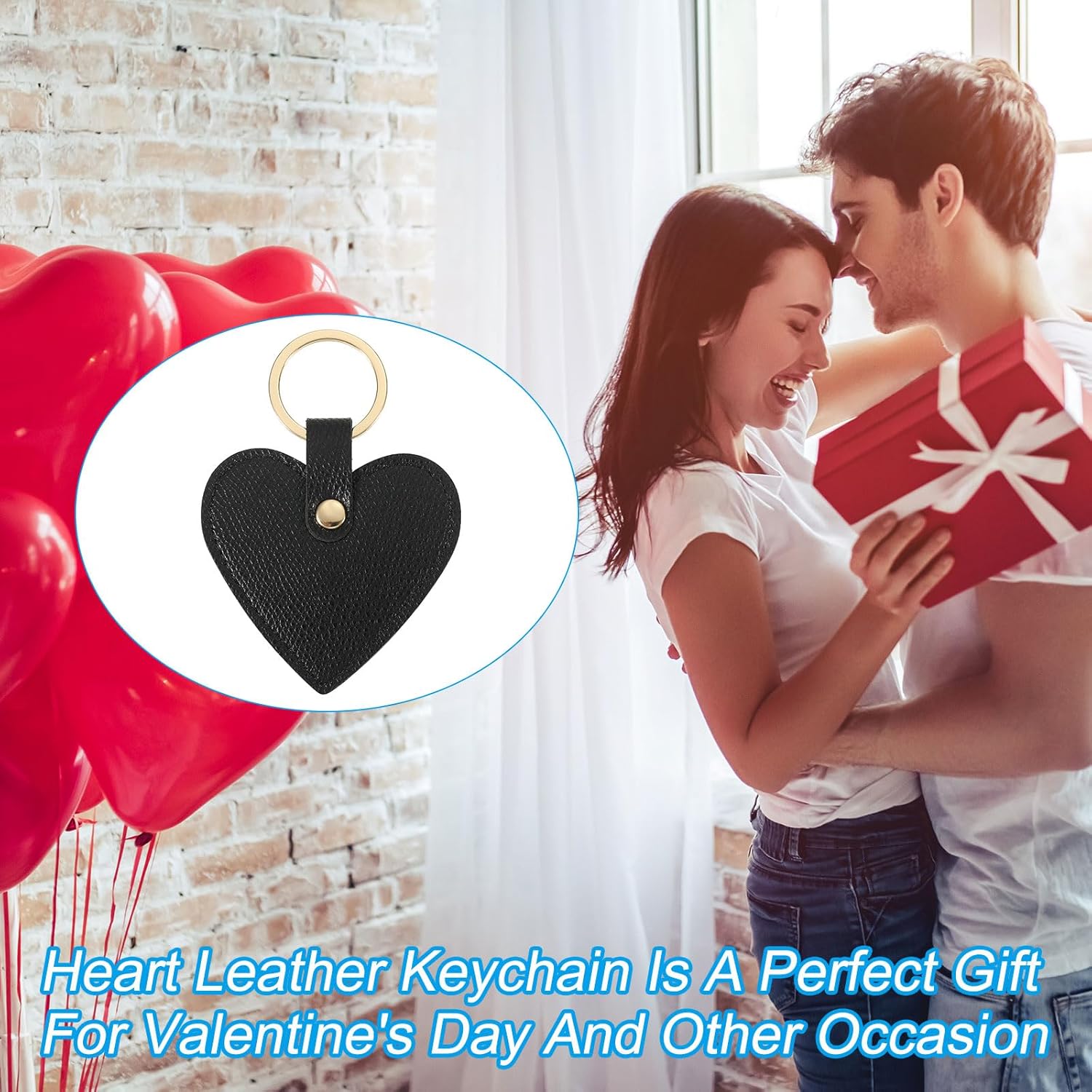 Heart Leather Keychain - Cute Valentine's Day Wedding Party Favors Black - Image 4