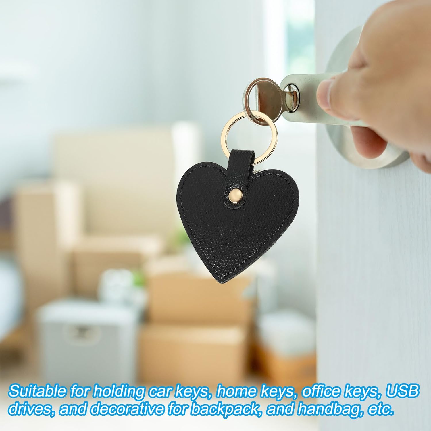 Heart Leather Keychain - Cute Valentine's Day Wedding Party Favors Black - Image 5