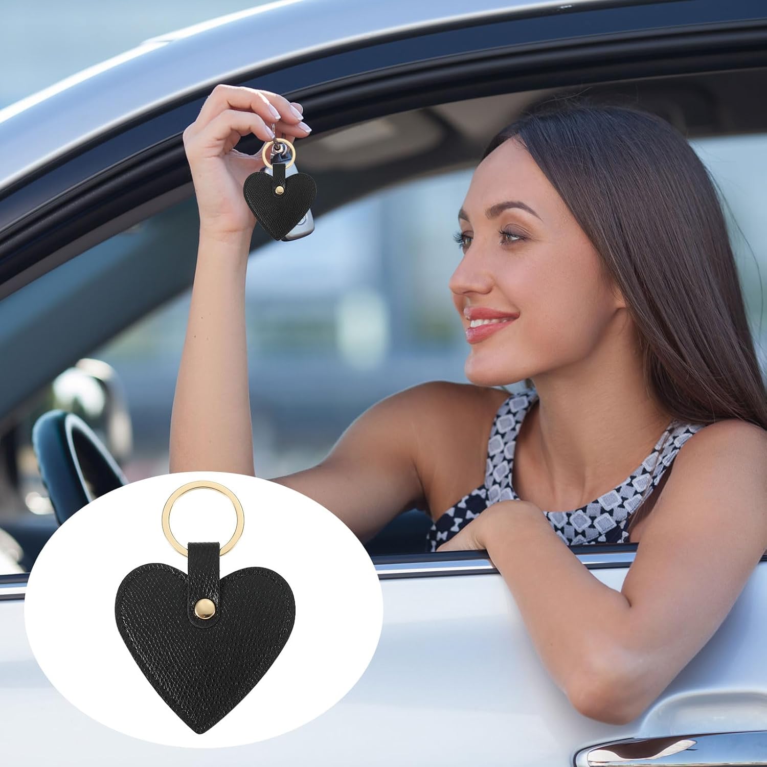 Heart Leather Keychain - Cute Valentine's Day Wedding Party Favors Black - Image 6