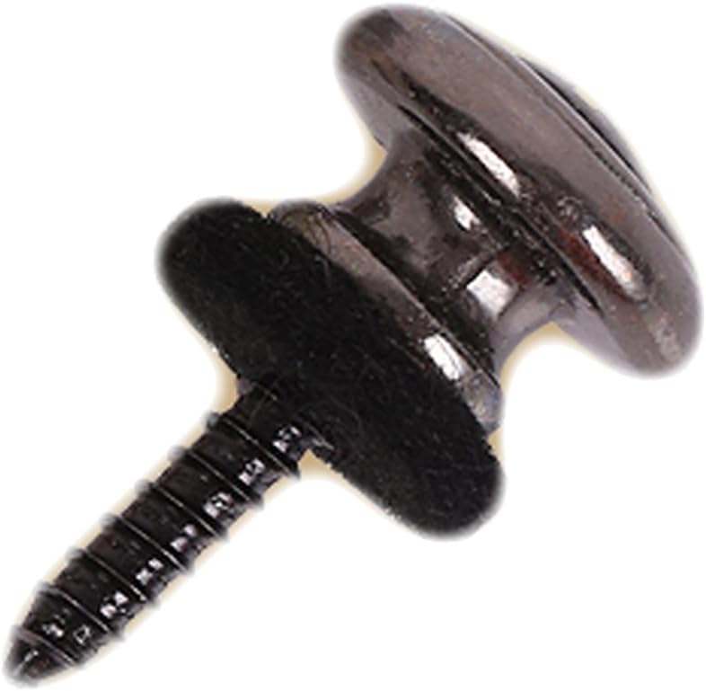 6 Pieces Mushrooms Head Guitar Strap Buttons Locks Chrome (Black) Black - Image 3