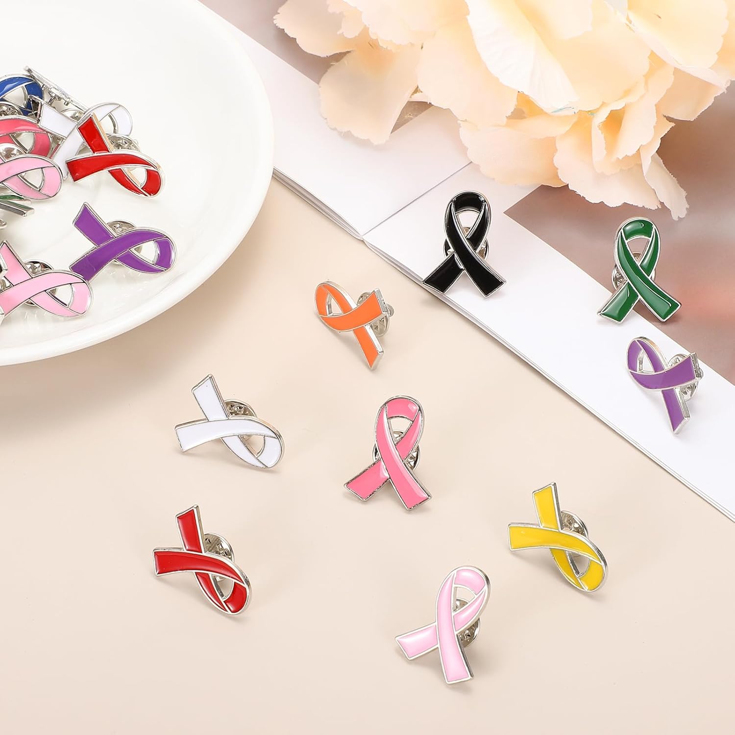 Ribbon Pins, Awareness Pins with Secure Clutch Back Enamel Lapel Brooch for Public Charity Support Fundraiser Events Yellow - - Image 4
