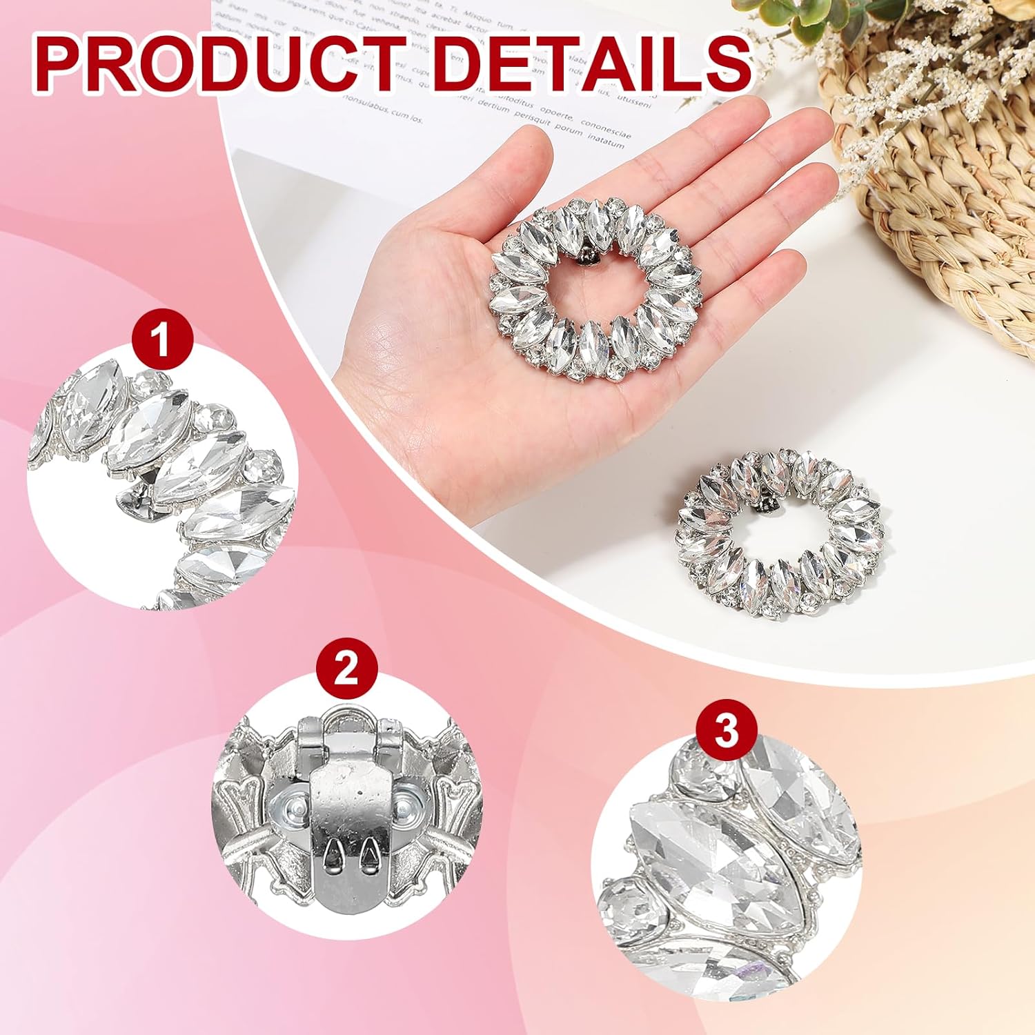 Rhinestone Shoe Clips, 1 Pair Detachable Classic Fashion Sparkling Bow Heels Accessories Decoration for Wedding Bridal Prom Party Daily Wearing Accessories, Silver - - Image 3