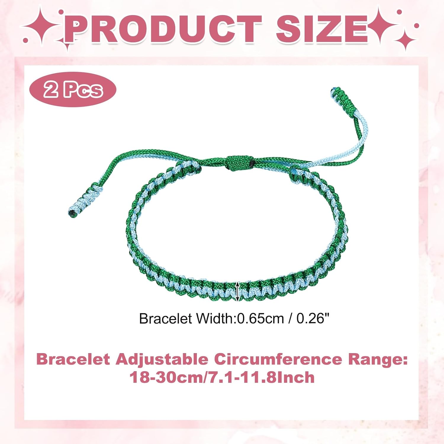 2pcs Handmade Braided String Bracelets for Couple, Adjustable Rope Matching Tibetan Lucky Protection Wristbands Lake Blue Green - - Image 2