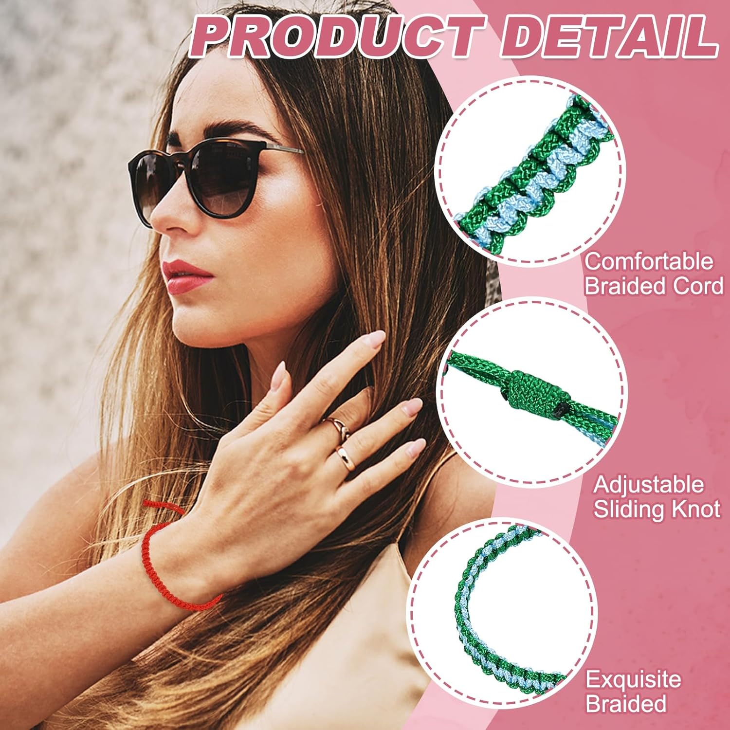 2pcs Handmade Braided String Bracelets for Couple, Adjustable Rope Matching Tibetan Lucky Protection Wristbands Lake Blue Green - - Image 3