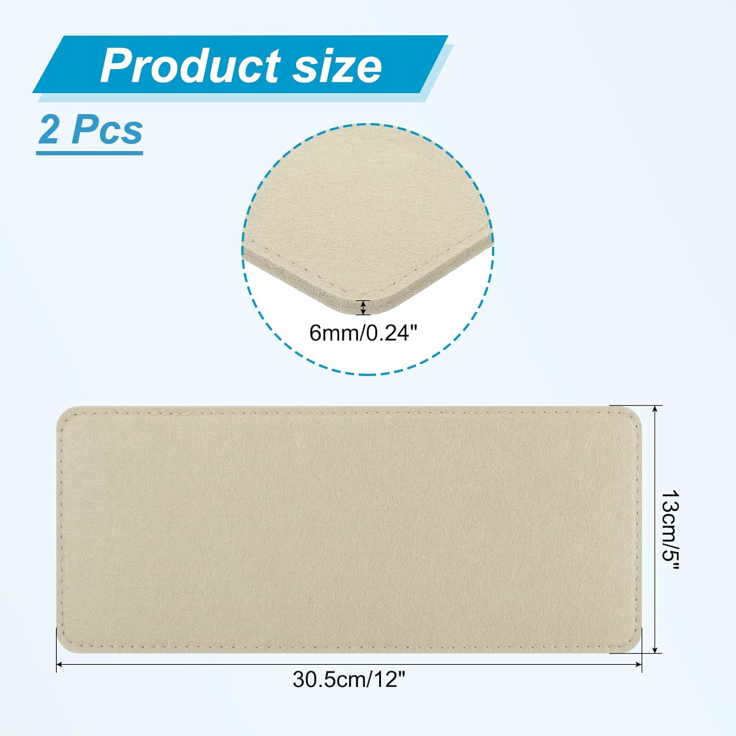 12 x 5 Inch Felt Bag Base Shaper, 2pcs Bottom Pad Organizer Insert Rectangle Liner Board for Purse Handbag Tote Travel Canvas Cosmetic, Beige - - Image 2