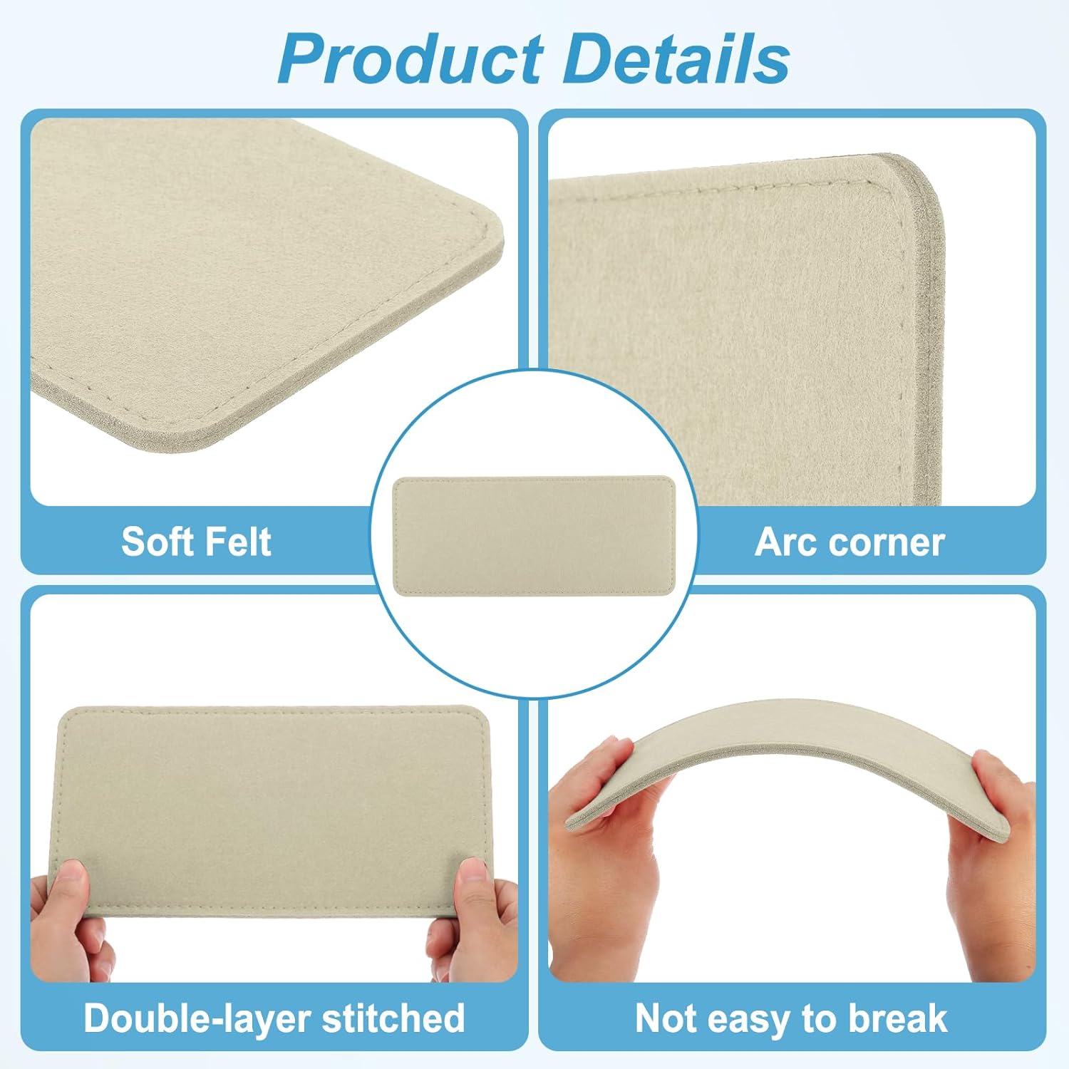 12 x 5 Inch Felt Bag Base Shaper, 2pcs Bottom Pad Organizer Insert Rectangle Liner Board for Purse Handbag Tote Travel Canvas Cosmetic, Beige - - Image 3