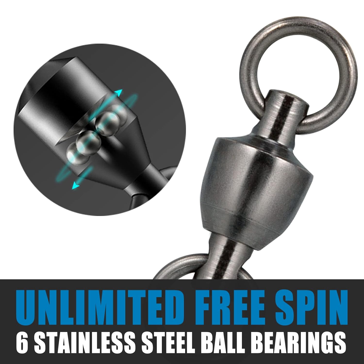20 Pack Ball Bearing Fishing Swivels, Swivels Tackle Saltwater, Freshwater Stainless Heavy Duty Lure Leader Line Connector #0 - #0-33LB(0.58