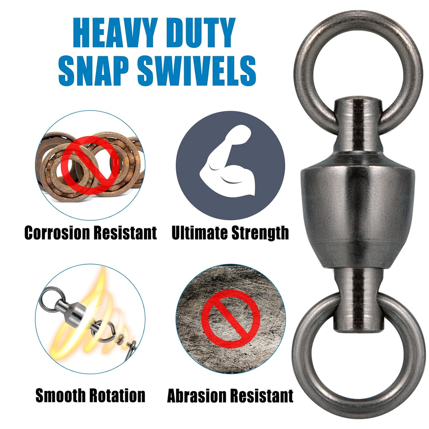 20 Pack Ball Bearing Fishing Swivels, Swivels Tackle Saltwater, Freshwater Stainless Heavy Duty Lure Leader Line Connector #0 - #0-33LB(0.58