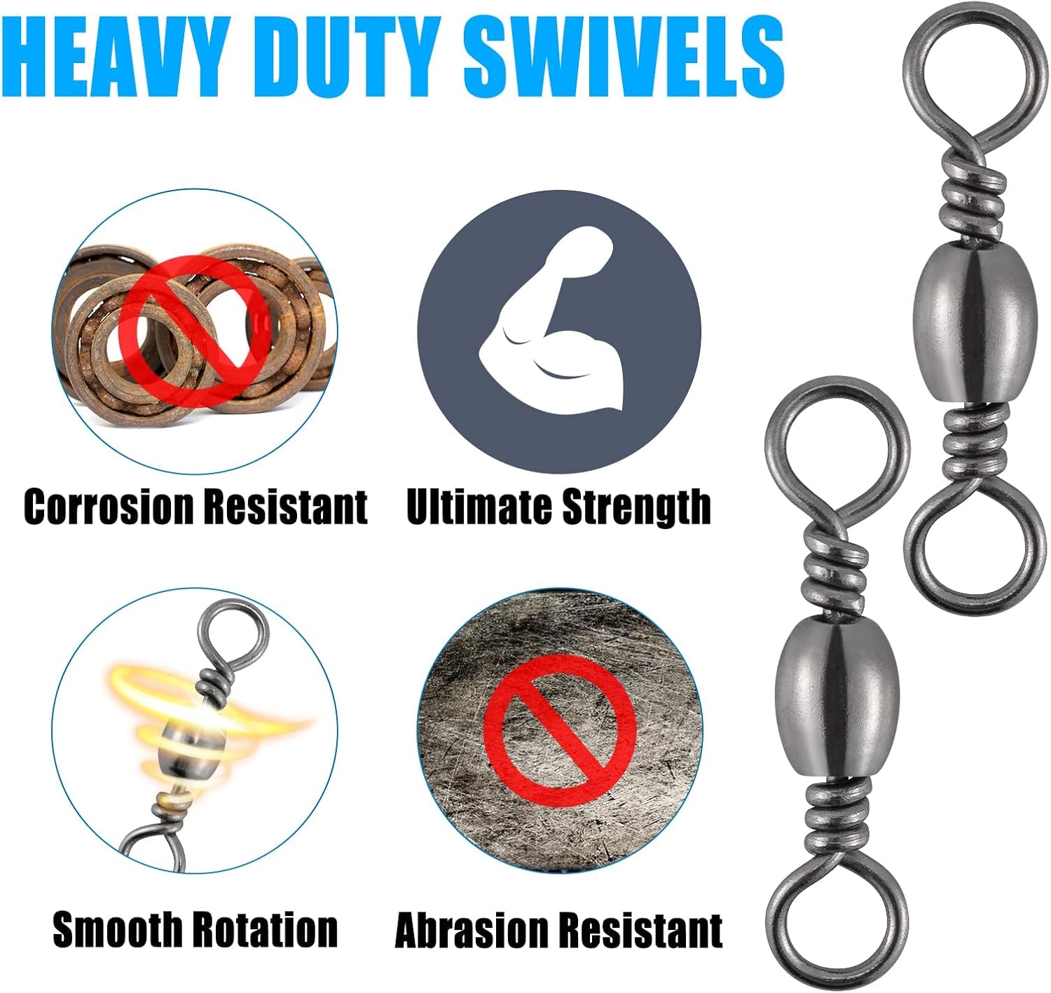 Barrel Swivels Fishing Tackles, for Salwater & Freshwater, Available from #16-#6/0, Leader Line Lure Connector - #16-18LB - Image 5