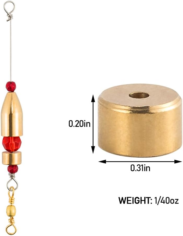 50 Pack Carolina Ticker Keeper Brass Weights Sinkers, Protects Knot & Make Noise, Teaxs Rig Tackle for Freshwater Bass Fishing - - Image 3