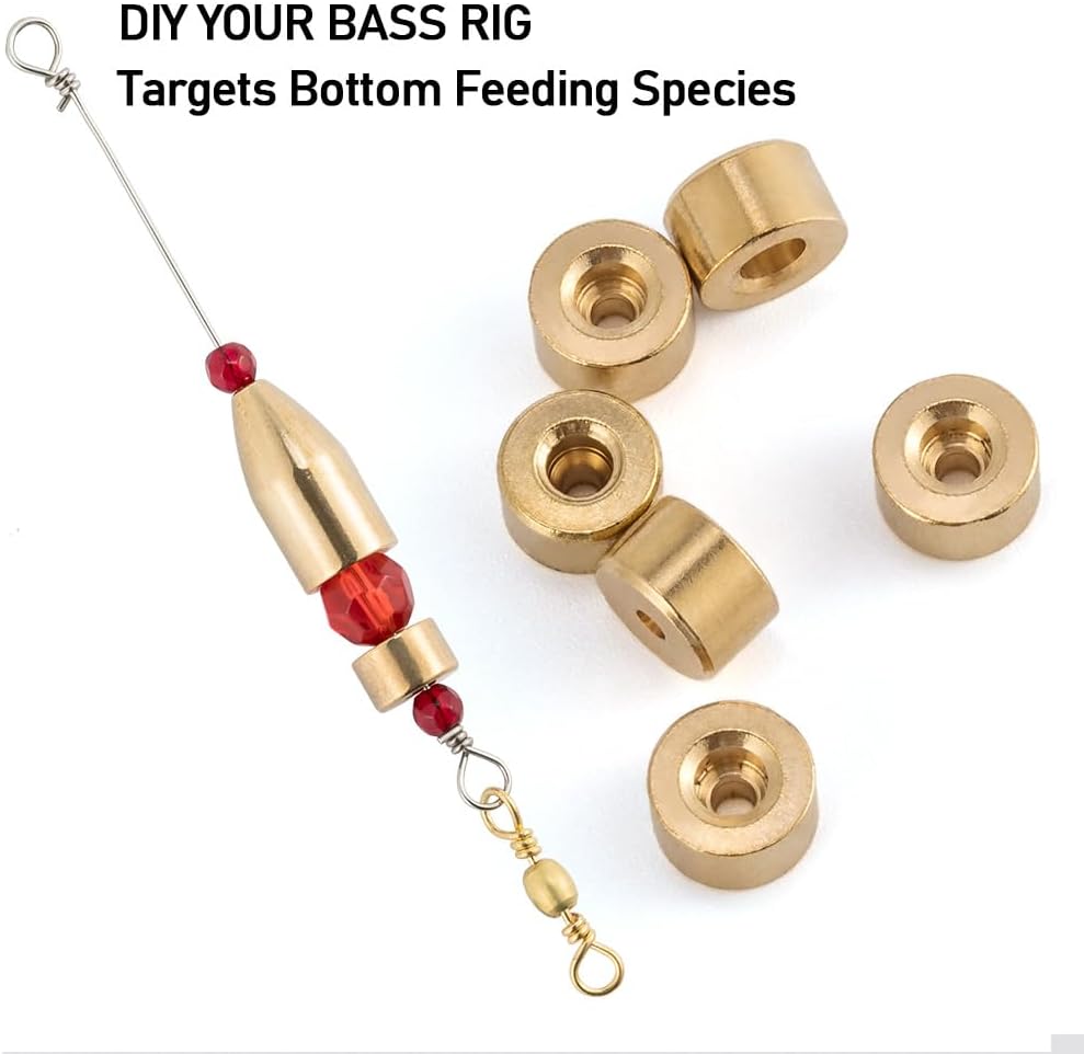 50 Pack Carolina Ticker Keeper Brass Weights Sinkers, Protects Knot & Make Noise, Teaxs Rig Tackle for Freshwater Bass Fishing - - Image 5