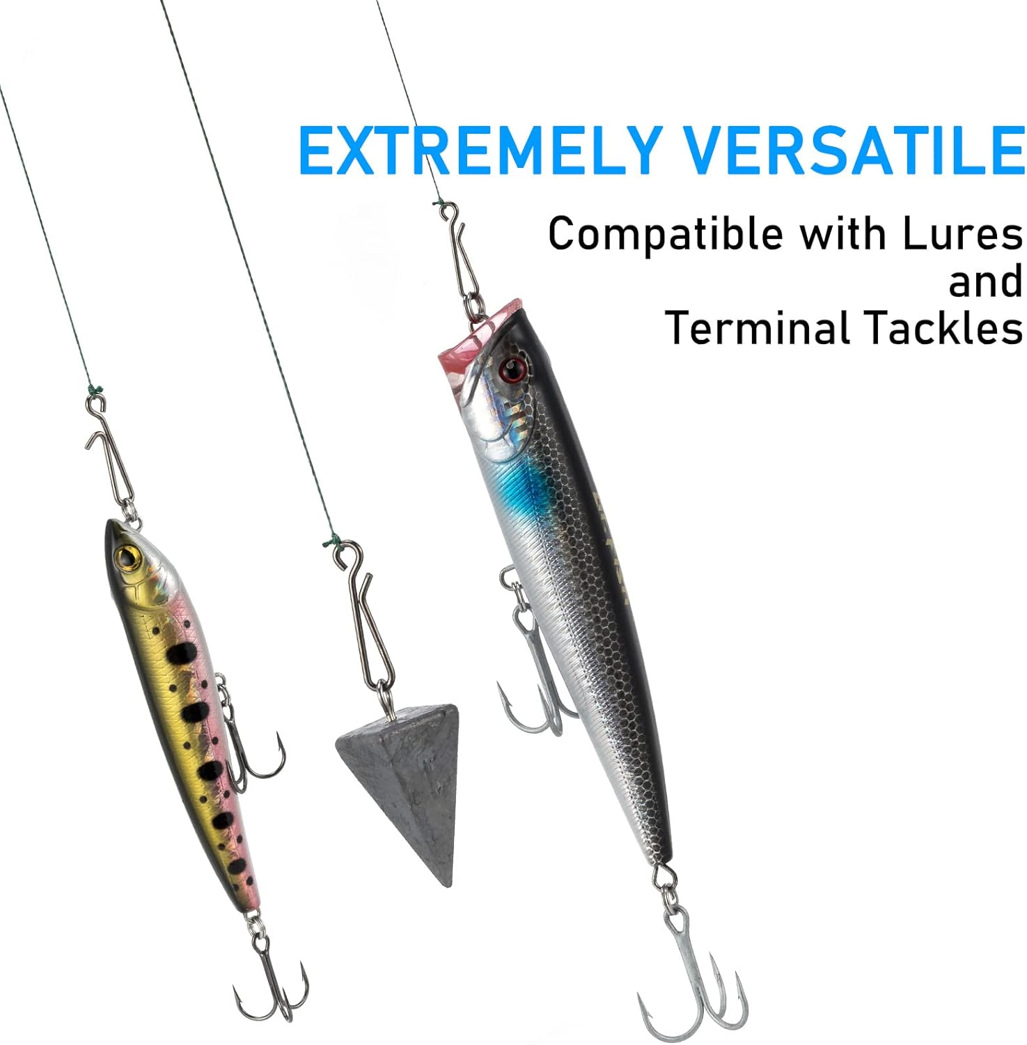 50 Pack Fishing Clips Quick Change Speed Crankbait Snaps Stainless Steel Line Lure Hook Connector Freshwater - #1-22LB-0.55
