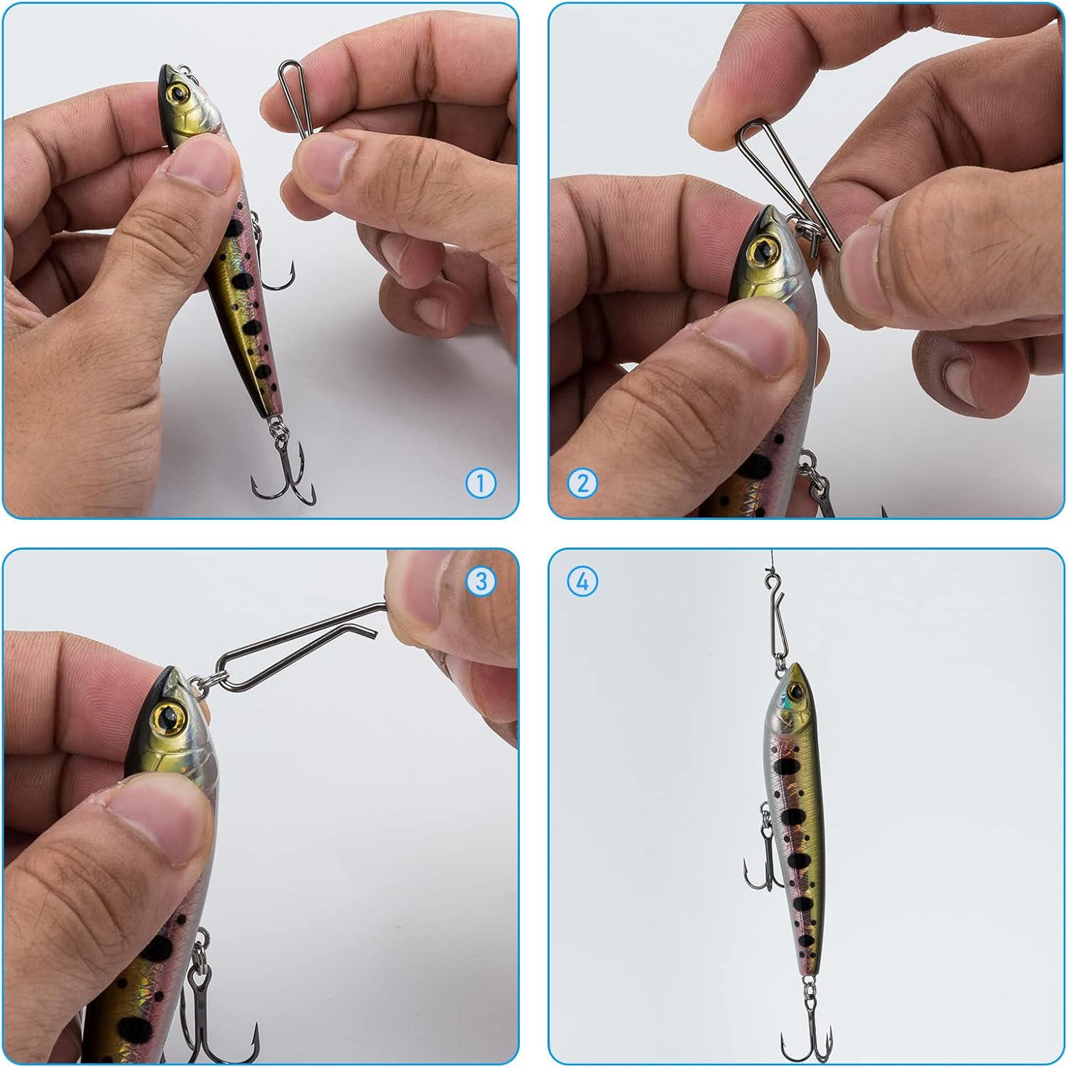 50 Pack Fishing Clips Quick Change Speed Crankbait Snaps Stainless Steel Line Lure Hook Connector Freshwater - #1-22LB-0.55