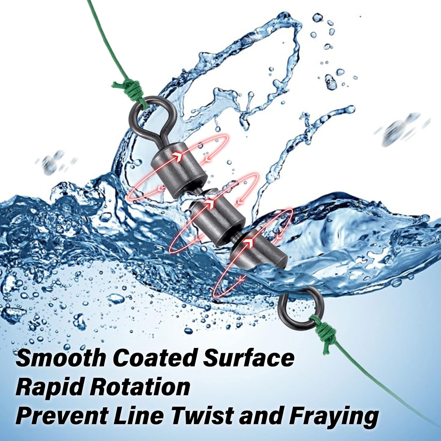 High Speed 3 Roller Swivels, Bead Chain Barrel Swivels Fishing Tackle Trolling Rolling Leader Lure Connector Salmon Walleye Freshwater - #3-84LB - Image 3