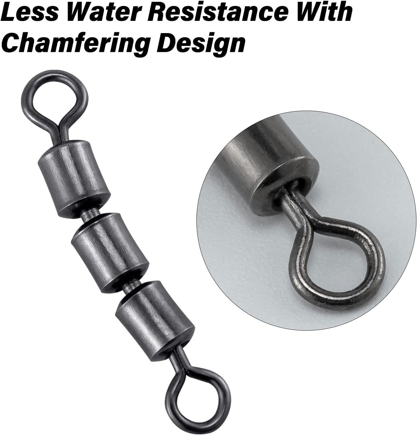 High Speed 3 Roller Swivels, Bead Chain Barrel Swivels Fishing Tackle Trolling Rolling Leader Lure Connector Salmon Walleye Freshwater - #3-84LB - Image 4