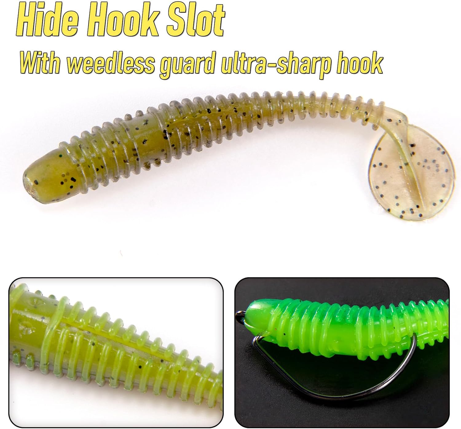 20 Pack Paddle Tail Swimbait Soft Fishing Lure Bass Freshwater Plastic Shad Bait Drop Shot Bluegill Panfish Crappie 1.4''/2''/3'' Pearl White 3'' - Image 4