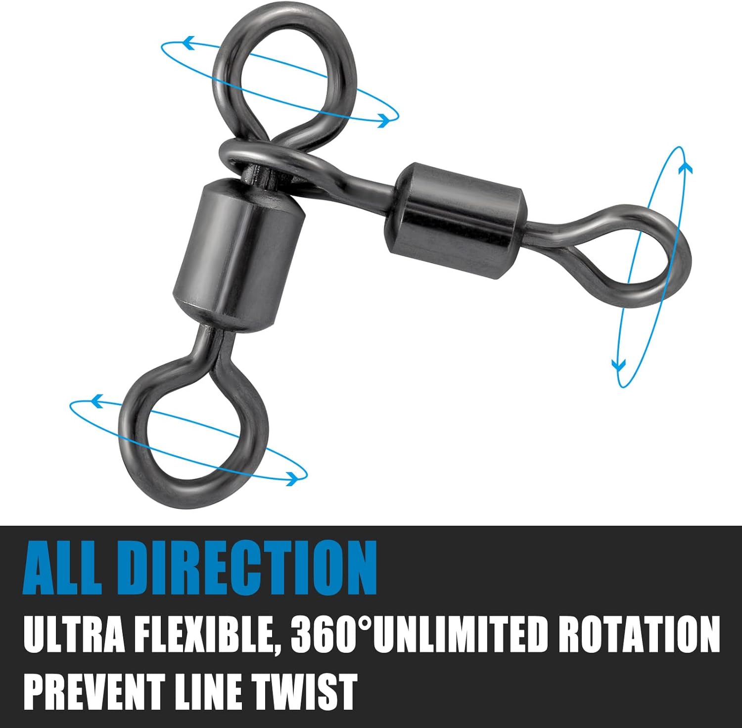 30 Pack 3 Way Swivels Barrel Fishing Tackle Hook Line Connector Three Rig Trolling Catfish Saltwater Freshwater - #4/0*3/0-209LB-30 - Image 4
