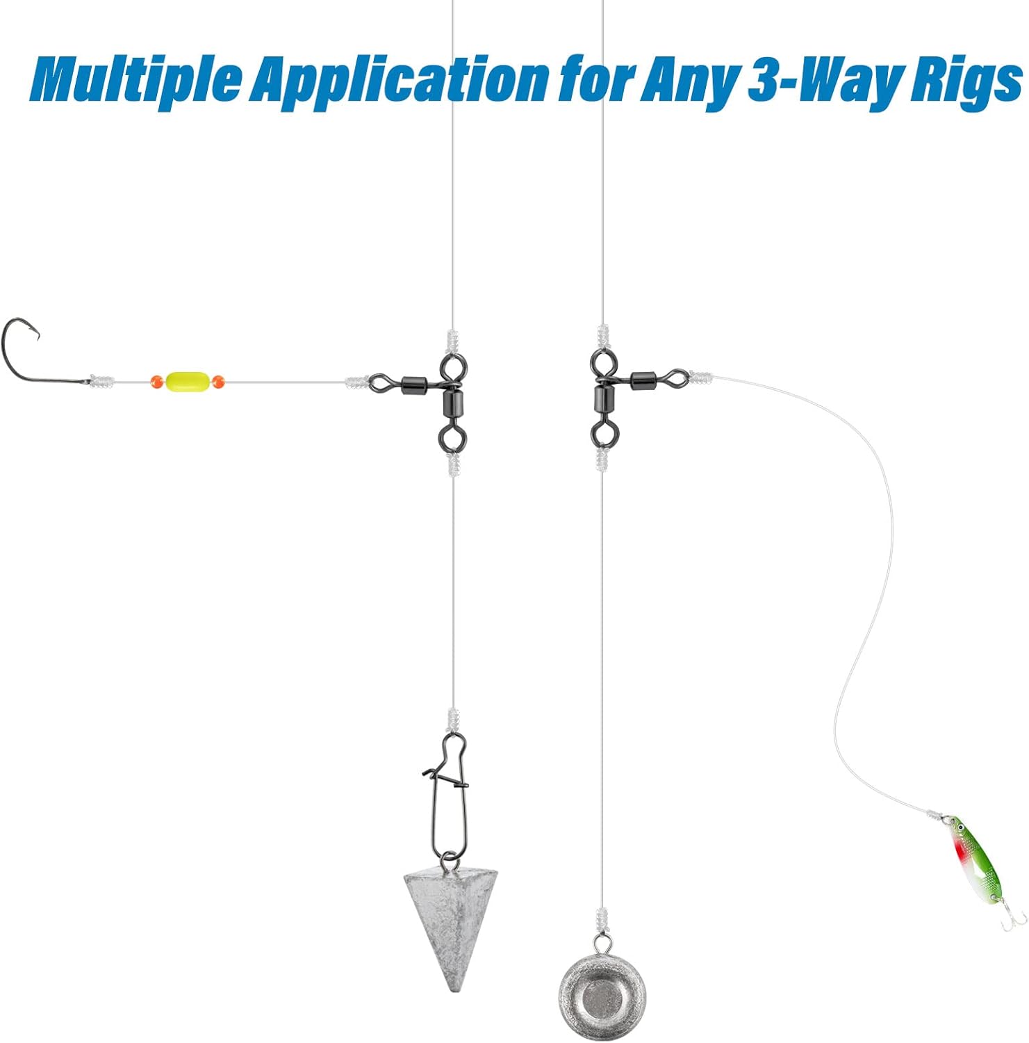 30 Pack 3 Way Swivels Barrel Fishing Tackle Hook Line Connector Three Rig Trolling Catfish Saltwater Freshwater - #4/0*3/0-209LB-30 - Image 6