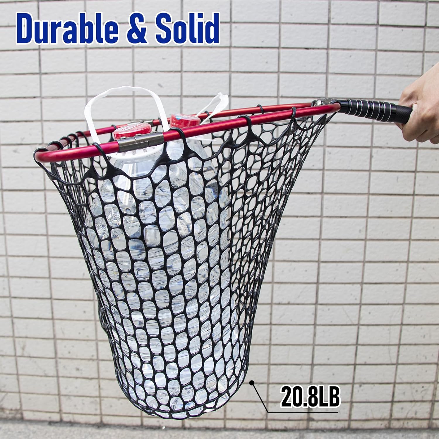 Fishing Landing Net Replacement Rubber Without Handle Foldable Mesh Netting for Freshwater Saltwater Black F-59.06'' Girth(21.65'' Dia, 19.7*5