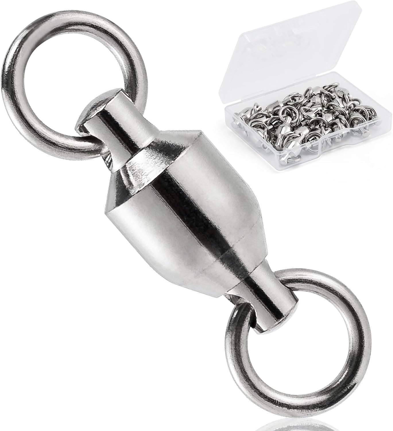 20 Pack Fishing Swivels, Ball Bearing Swivels Tackles, Copper Stainless Steel Solid Rings High Strength Barrel Saltwater - #8-390LB-20 - Image 1