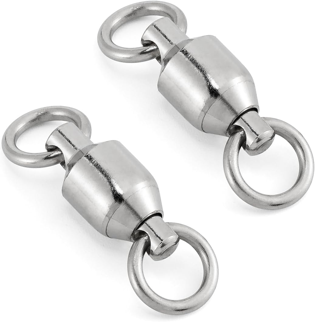 20 Pack Fishing Swivels, Ball Bearing Swivels Tackles, Copper Stainless Steel Solid Rings High Strength Barrel Saltwater - #8-390LB-20 - Image 8