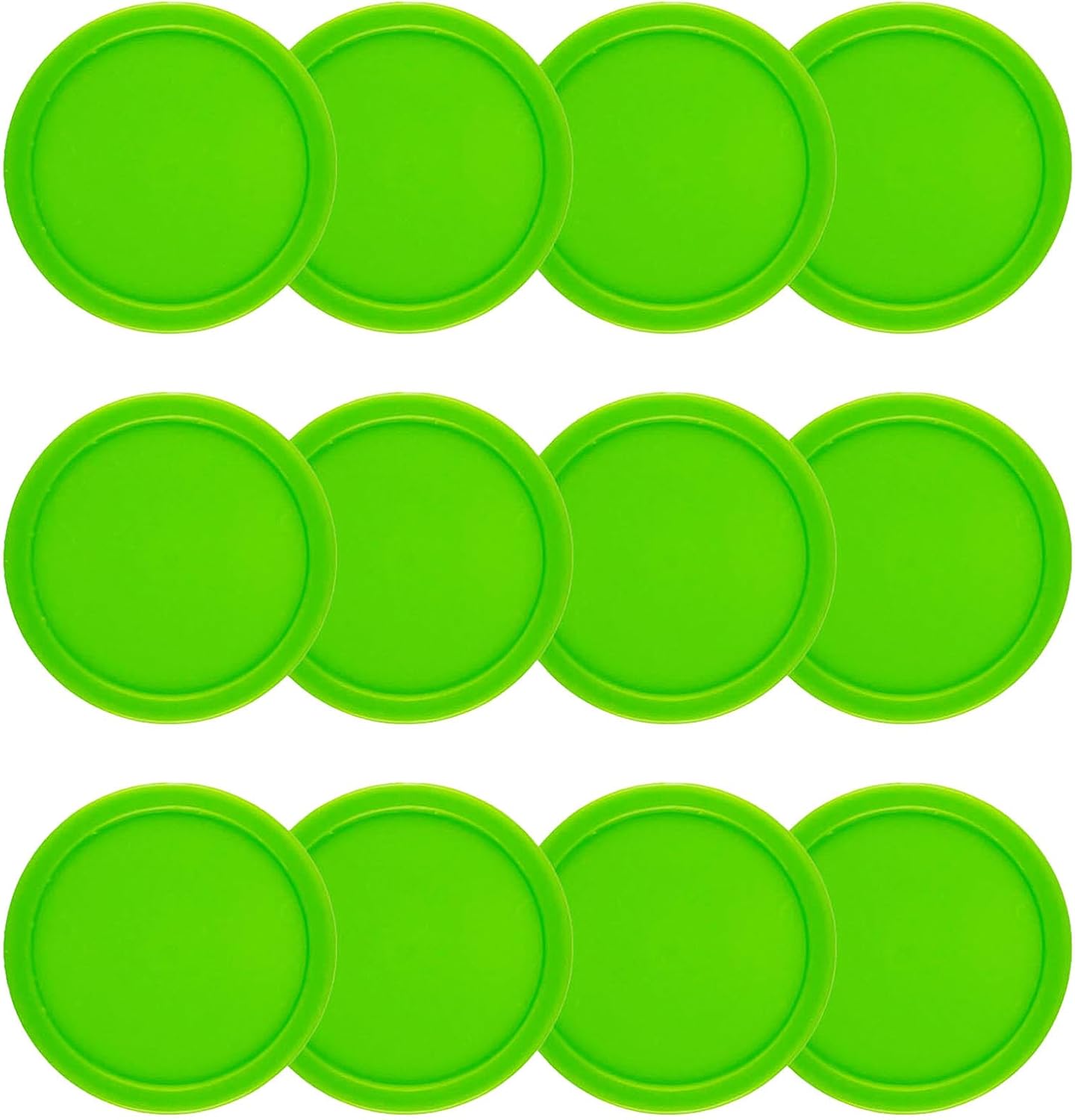12 Pack 2.5 Inch Air Hockey Pucks for Small Size Table Green 64x4 mm - Image 1