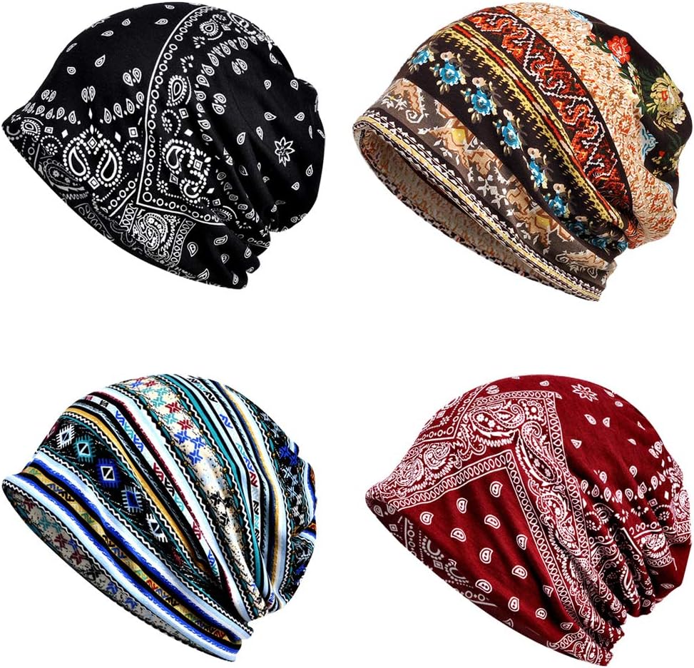 4 PCS Women Baggy Slouchy Beanie Chemo Hat Cap Snood Cancer Headwear Multicolor One Size - Image 1