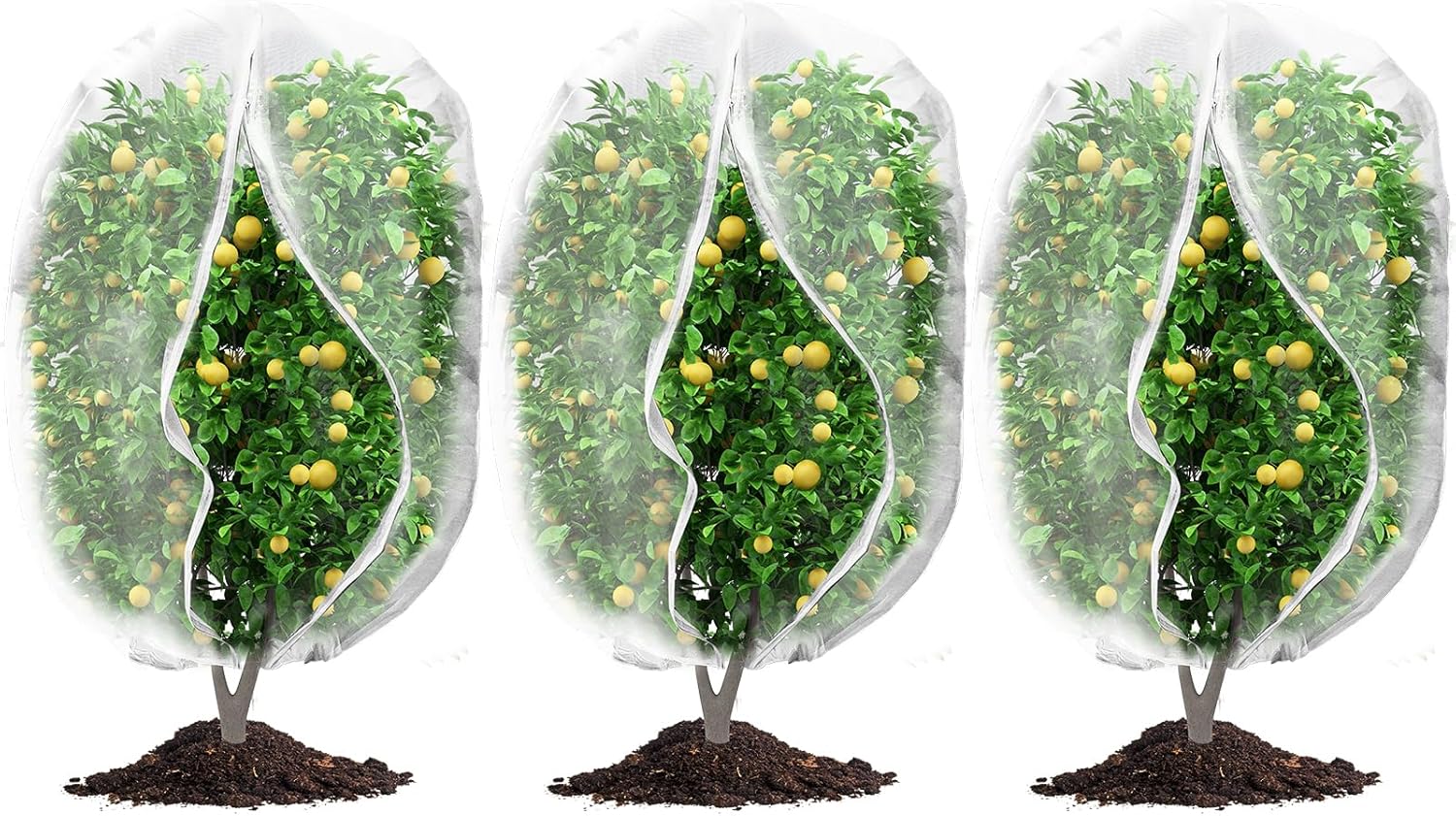 3Pcs Plant Covers from Insects, Bird Netting Barrier for Blueberry Bushes with Drawstring Zipper Mesh Garden Fruit Tree Bags Plants Net Cage Protect Tomato Vegetable Citrus, 3.3×5Ft - 3.3×5Ft/ 3pcs/ - Image 1