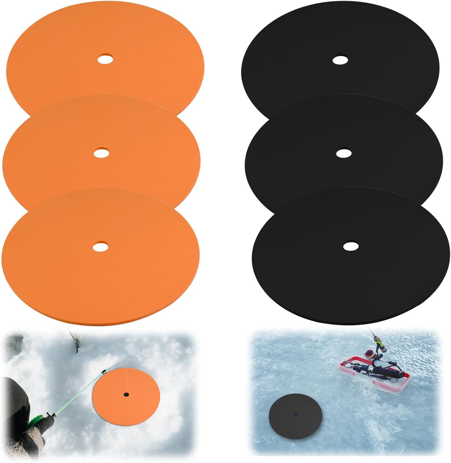 Ice Fishing Hole Covers, 12 Inch Insulator Covers Lid Fish Tip Ups Equipment Winter Accessories for Houses orange,black-6 - - Image 1