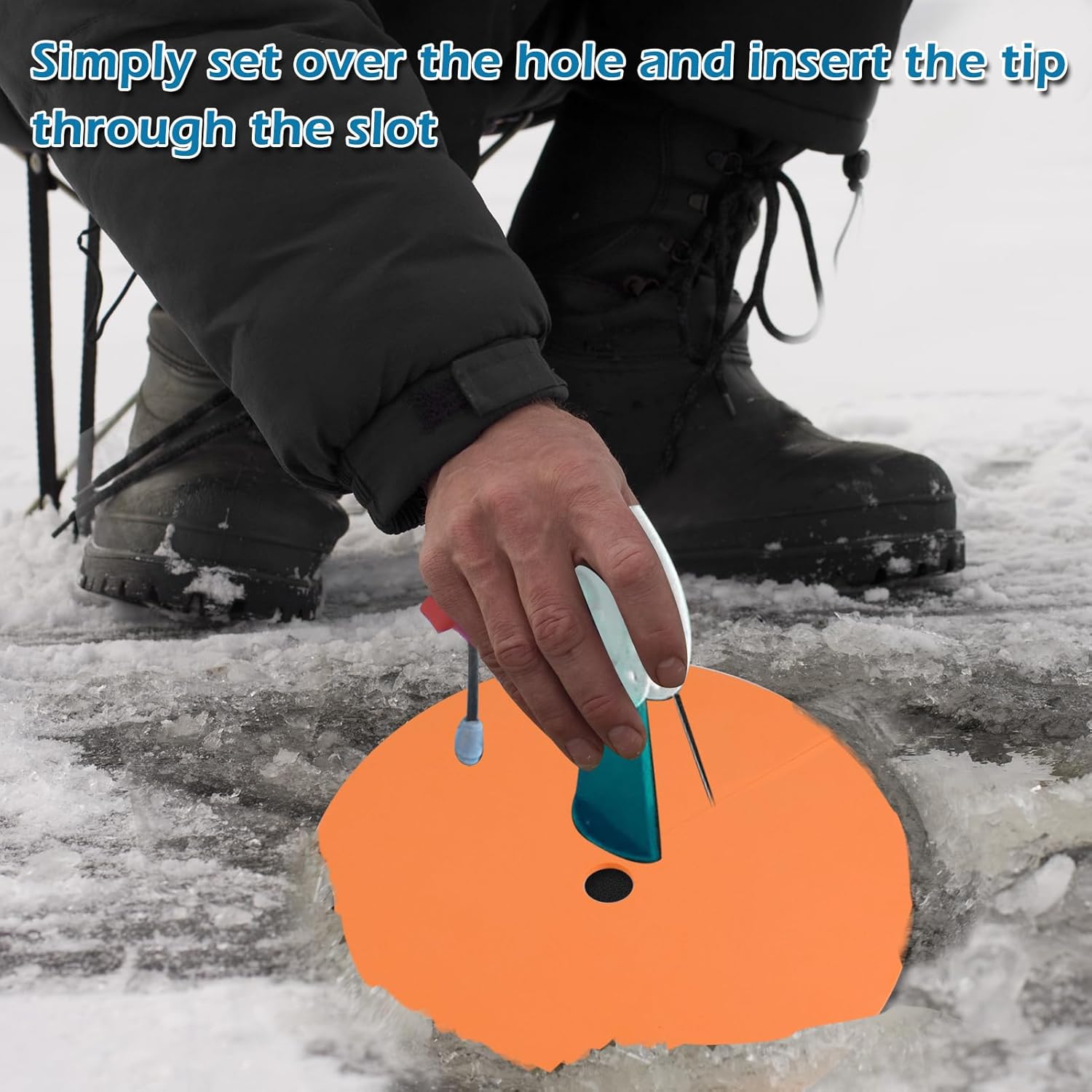 Ice Fishing Hole Covers, 12 Inch Insulator Covers Lid Fish Tip Ups Equipment Winter Accessories for Houses orange,black-6 - - Image 3