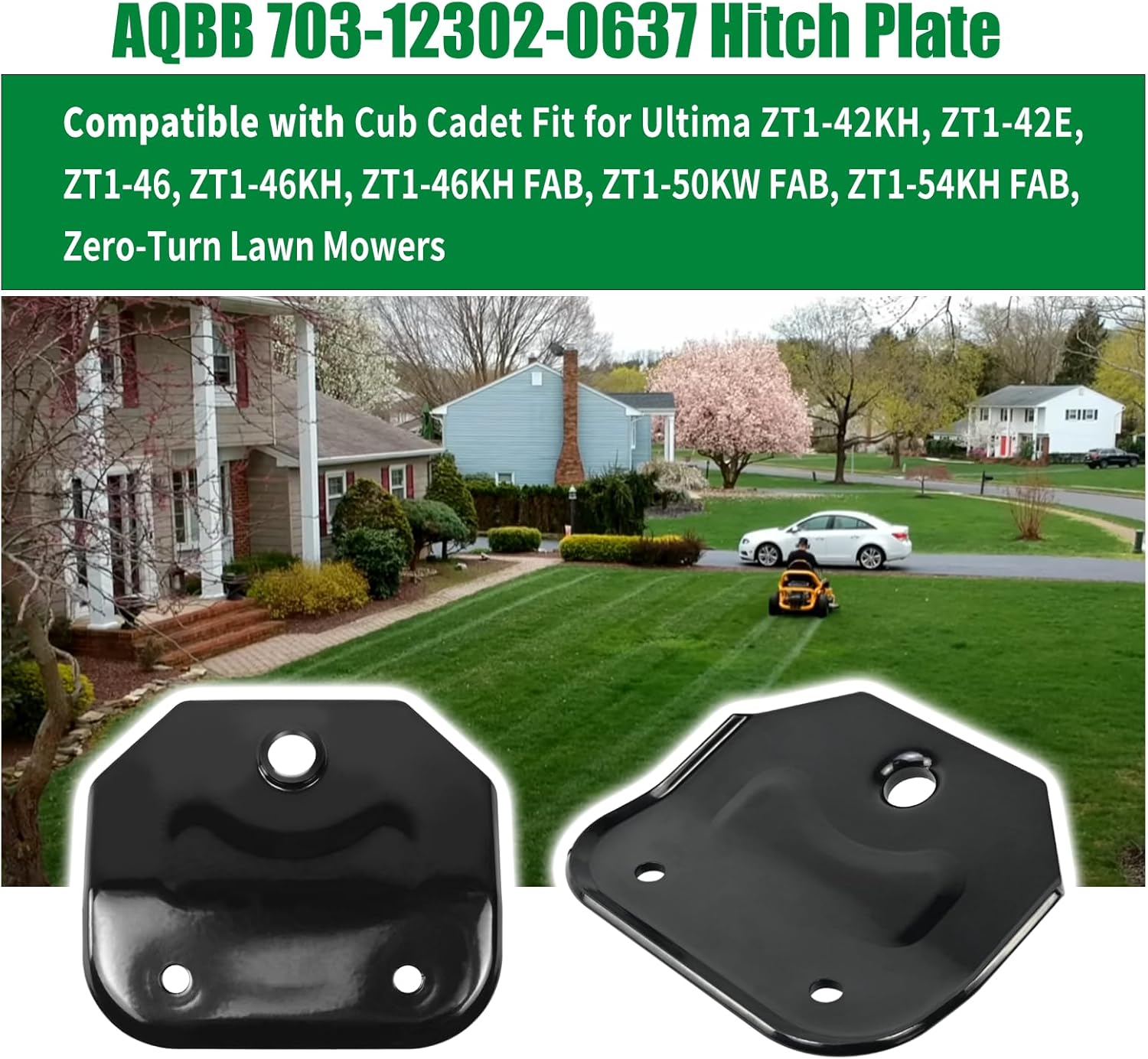 703-12302-0637 Hitch Plate Compatible with Cub Cadet ZT1 ZT2 ZT3 Heavy Duty Zero Turn Mower, Universal Towing Kit Fit for C-ated Ultima 42 46 50 54 & Lawn Mower Trailer Tow - - Image 2