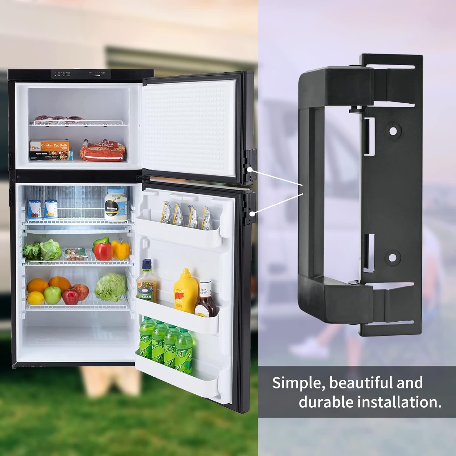 2 Pack 3316882900 RV Refrigerator Door Handle Holder Grip Black Hardware, Fit for 3316882.900 S,Std Dr Combo-6/8 Amii DM2672, DM2682, DM2872, DM2882 Refrigerators with Airing Cards - - Image 2
