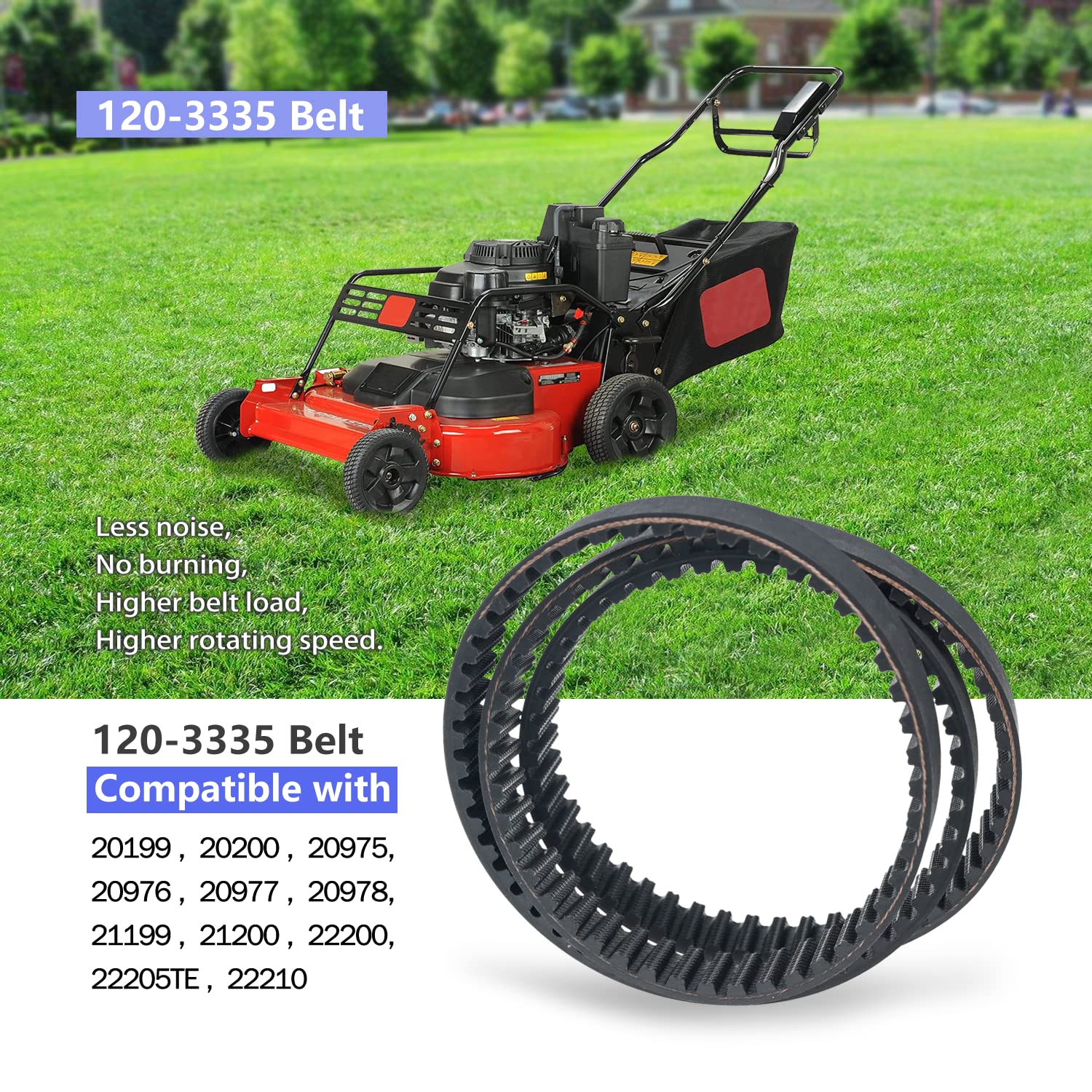 120-3335 Synchronous Belt Compatible with Toro Timemaster & Exmark 30 inch Lawn Mower Tractors, 44